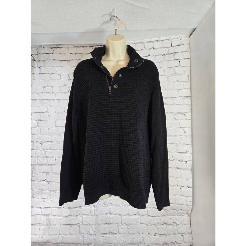INC International Concepts Mens Size XL Black Waffle Pull Over Sweater